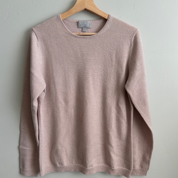 Pure Collection Sweater Cashmere Blend Size 12 Pink Shimmer Winter READ DESC - Picture 1 of 9